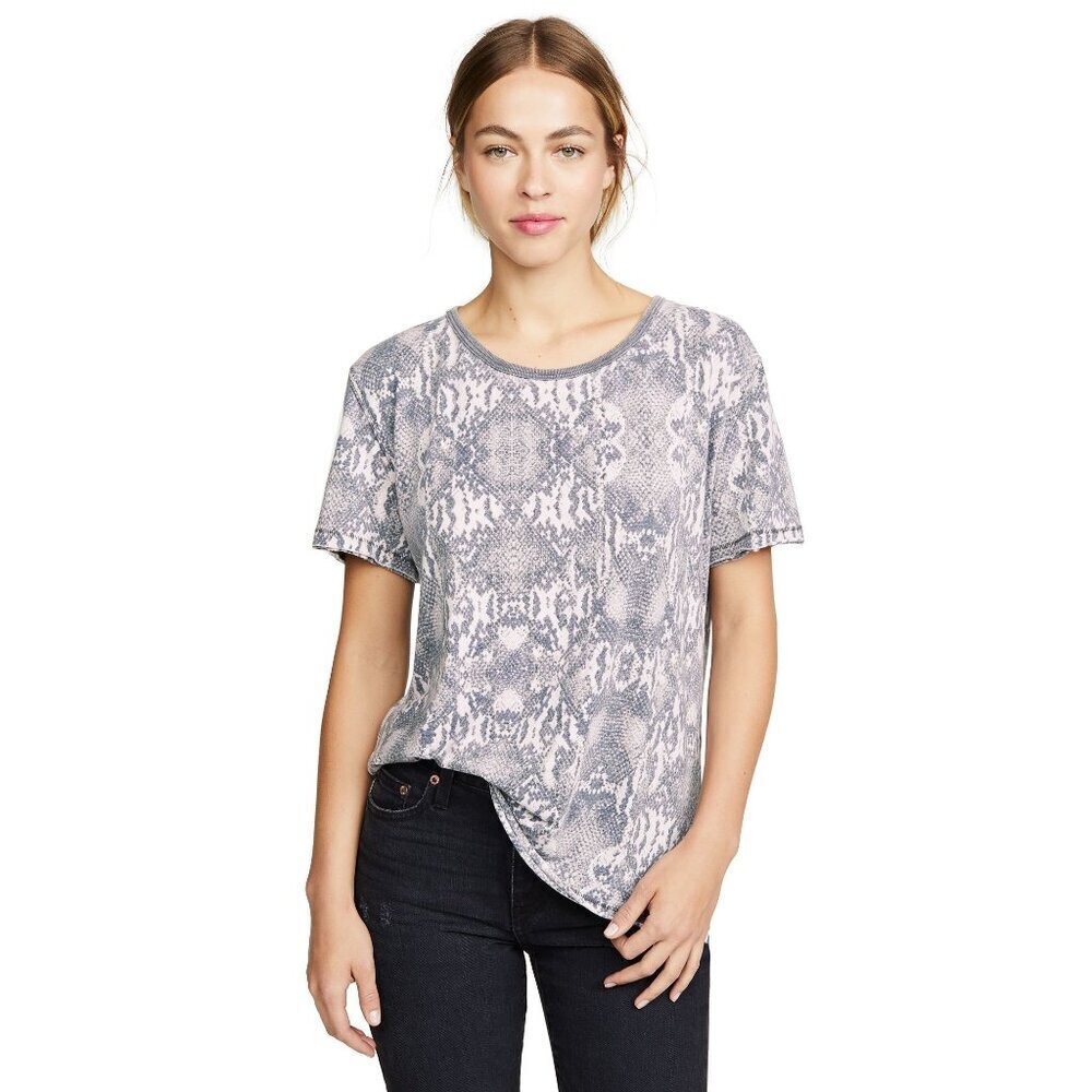Free People Tourist Gray Snakeskin Print T-shirt - Picture 2 of 7
